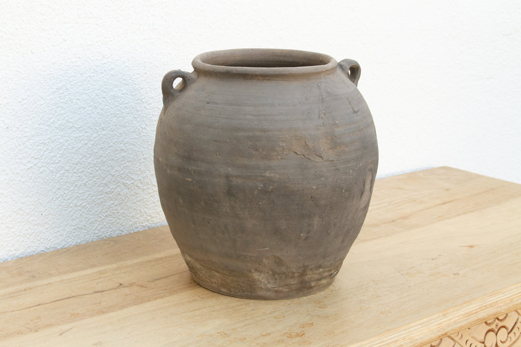 Vintage Charcoal Jar with Small Handles