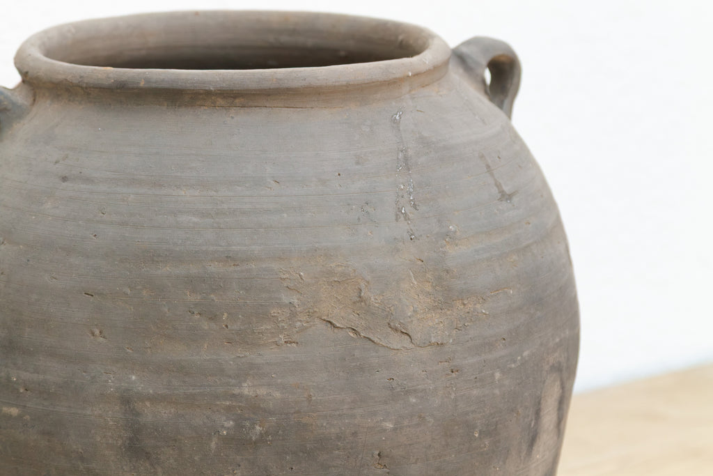 Vintage Charcoal Jar with Small Handles
