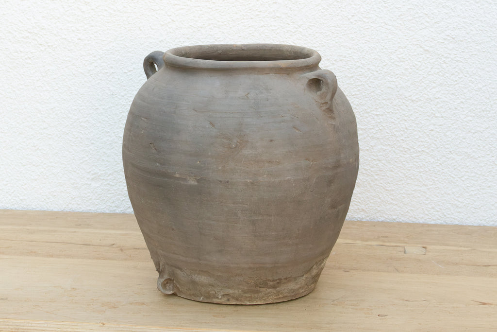 Vintage Charcoal Jar with Small Handles