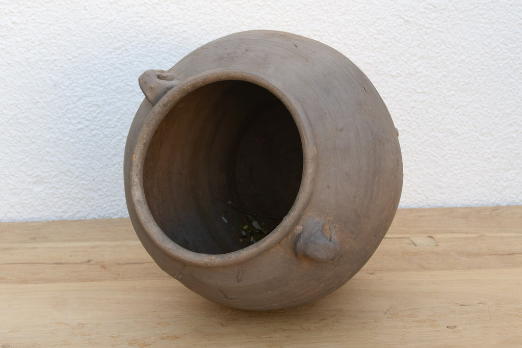 Vintage Charcoal Jar with Small Handles
