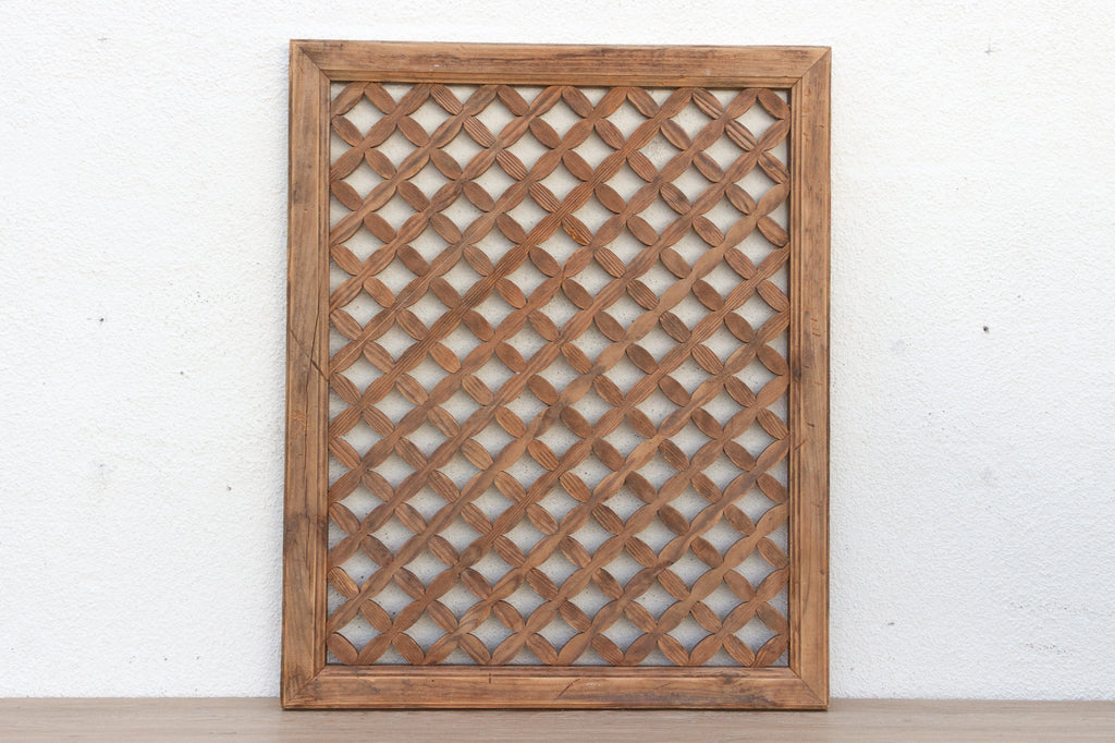 Antique Wood Lattice Garden Screen