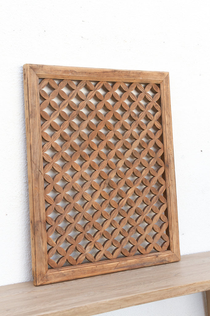 Antique Wood Lattice Garden Screen