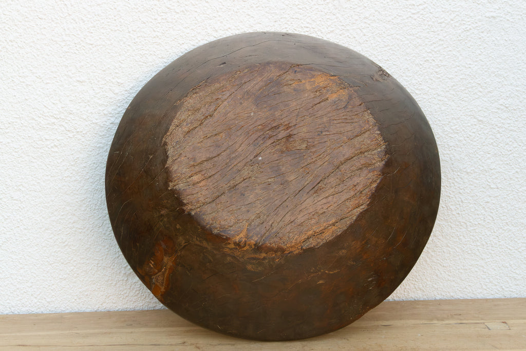 Large Patinated Brown French Dough Bowl