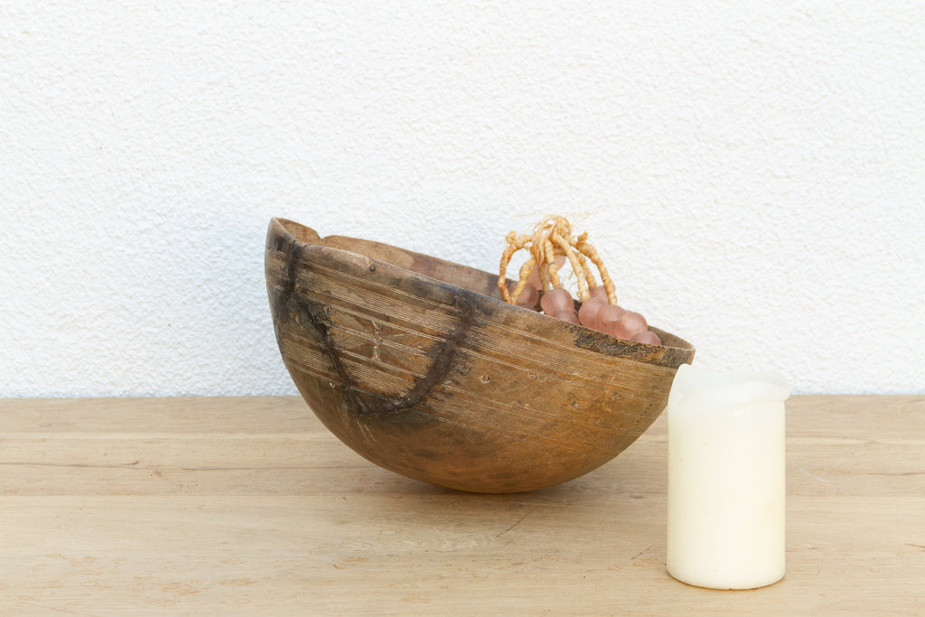 Antique African Carved Kitchen Wood Bowl (Trade)