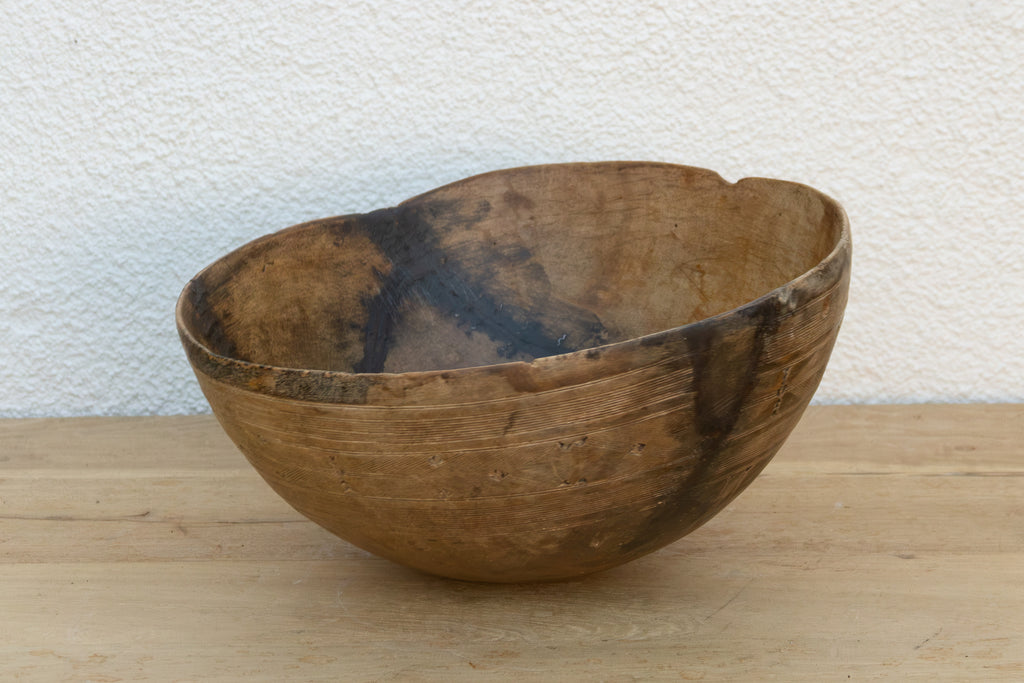 Antique African Carved Kitchen Wood Bowl (Trade)