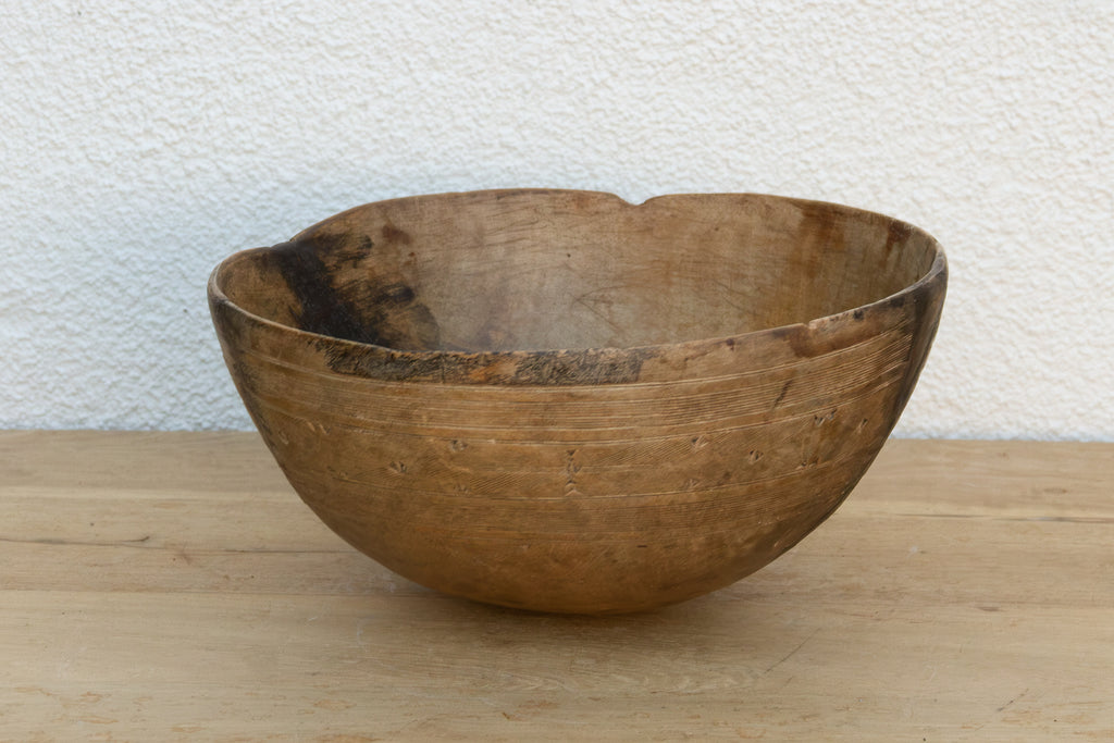 Antique African Carved Kitchen Wood Bowl (Trade)