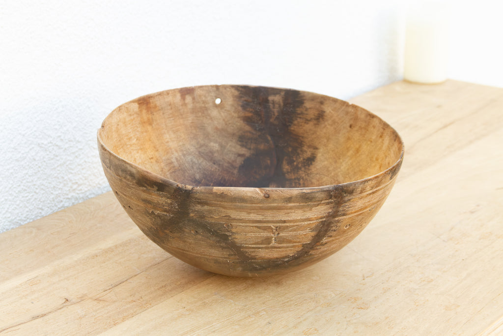 Antique African Carved Kitchen Wood Bowl (Trade)