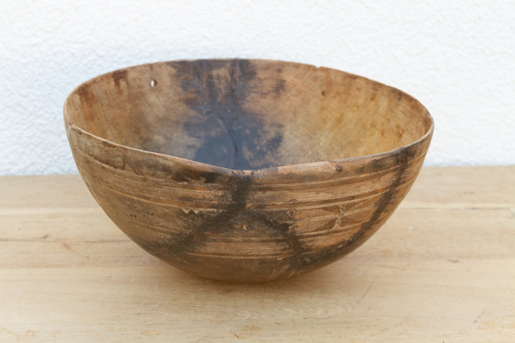 Antique African Carved Kitchen Wood Bowl (Trade)