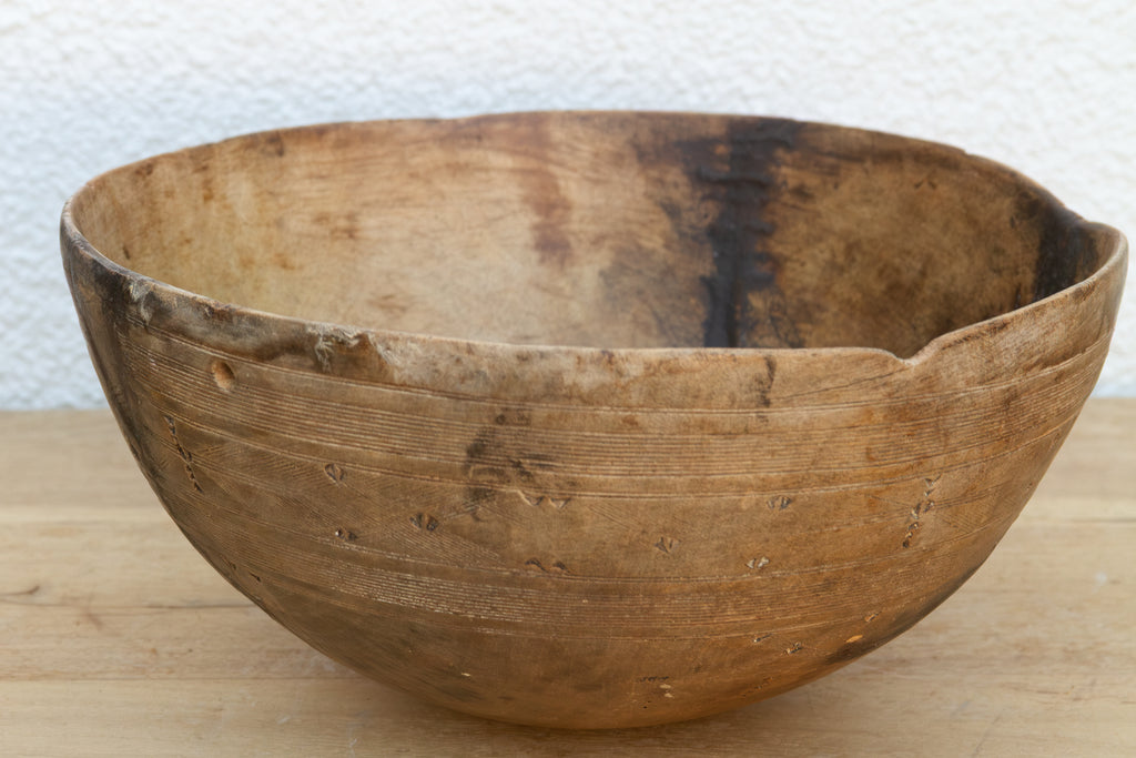 Antique African Carved Kitchen Wood Bowl (Trade)