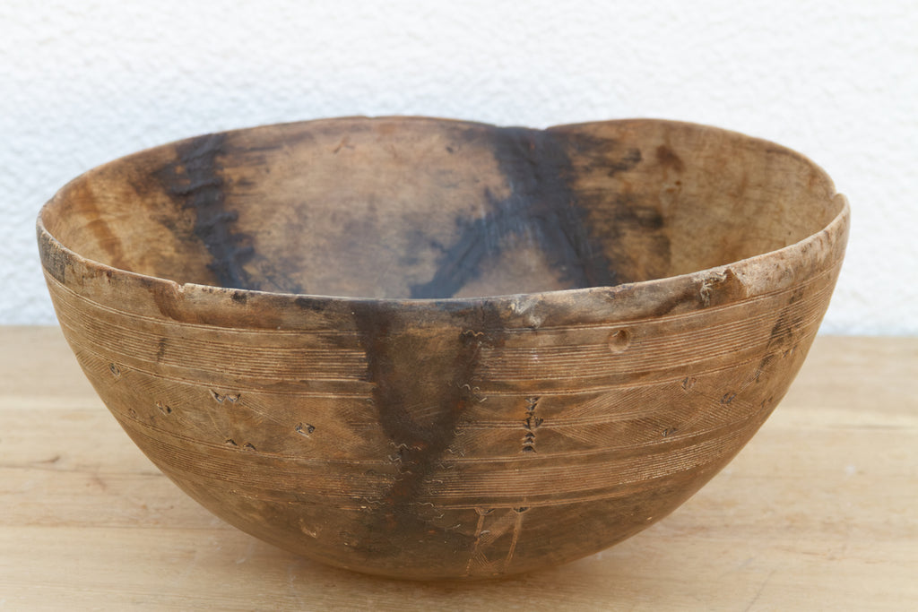 Antique African Carved Kitchen Wood Bowl (Trade)