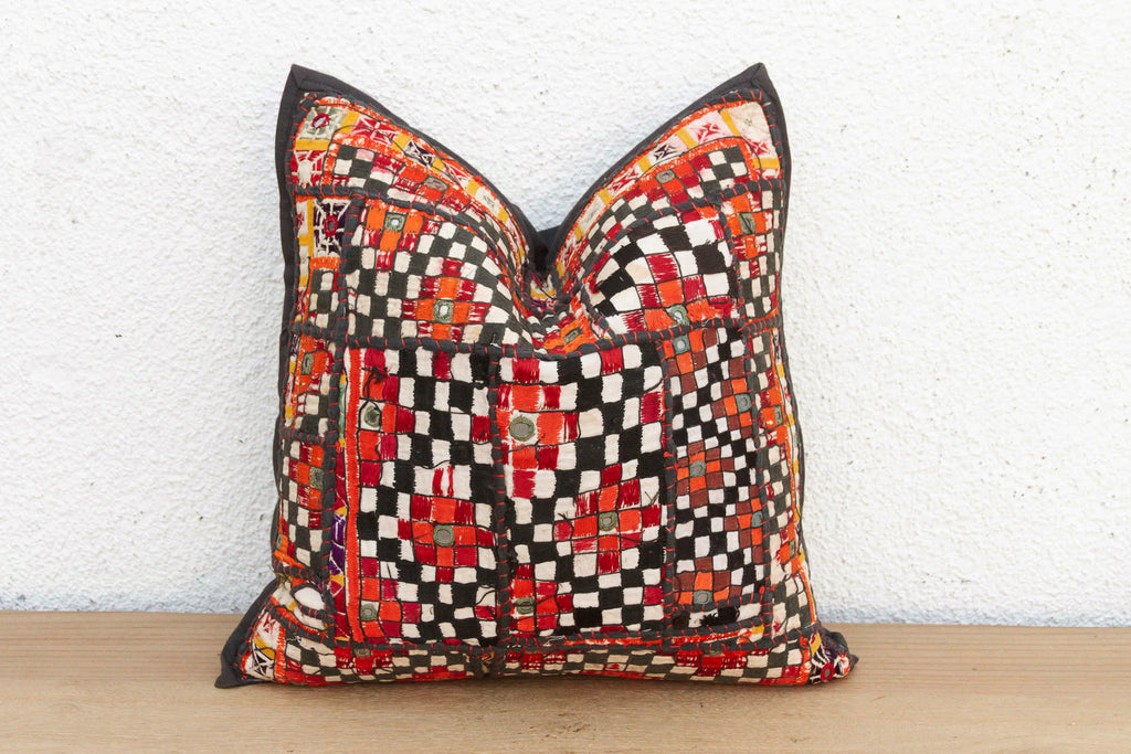 Tribal Checkered Motif Antique Jaisalmer Pillow