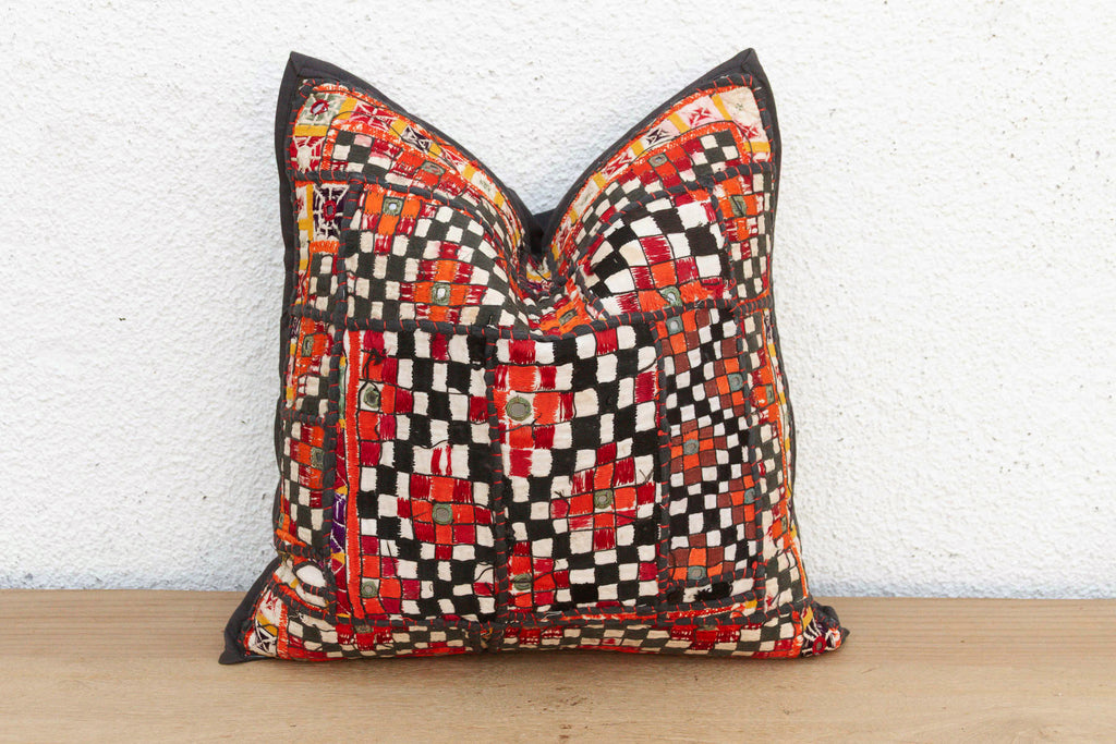 Tribal Checkered Motif Antique Jaisalmer Pillow