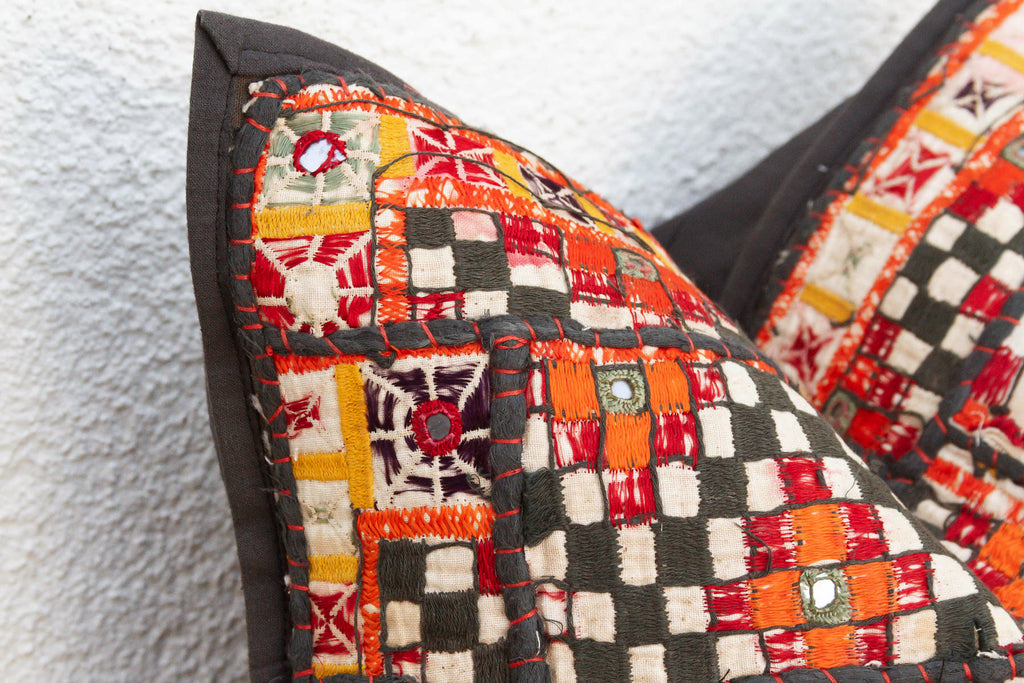 Tribal Checkered Motif Antique Jaisalmer Pillow