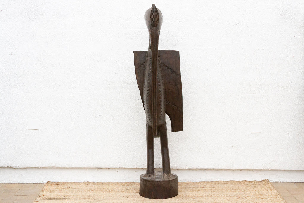 Tall Patinated Brown Carved African Senufo Sefien