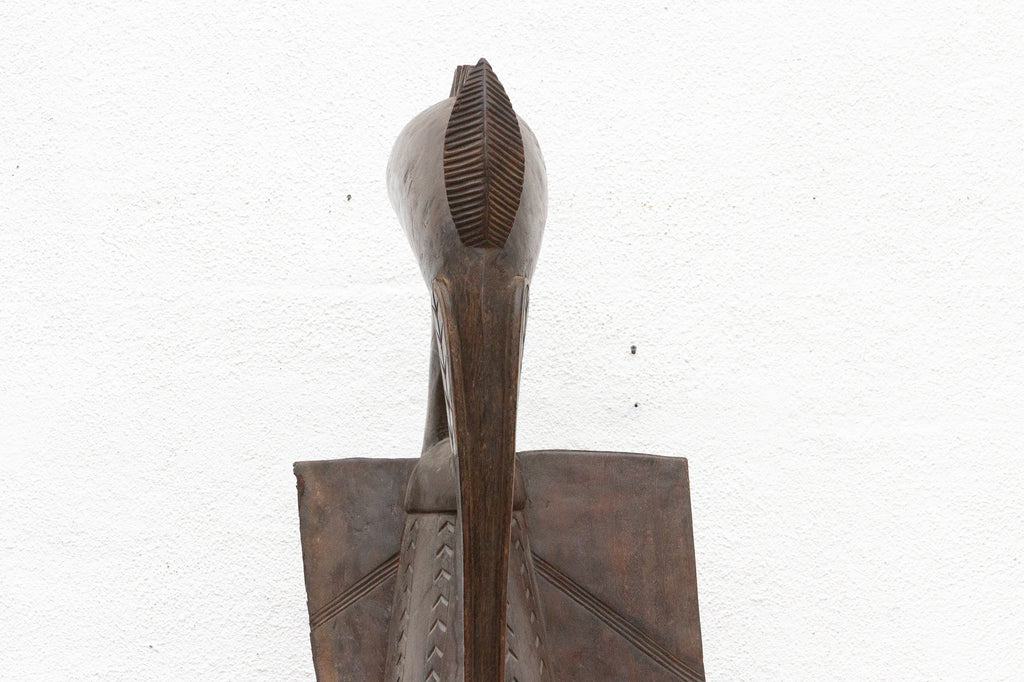 Tall Patinated Brown Carved African Senufo Sefien