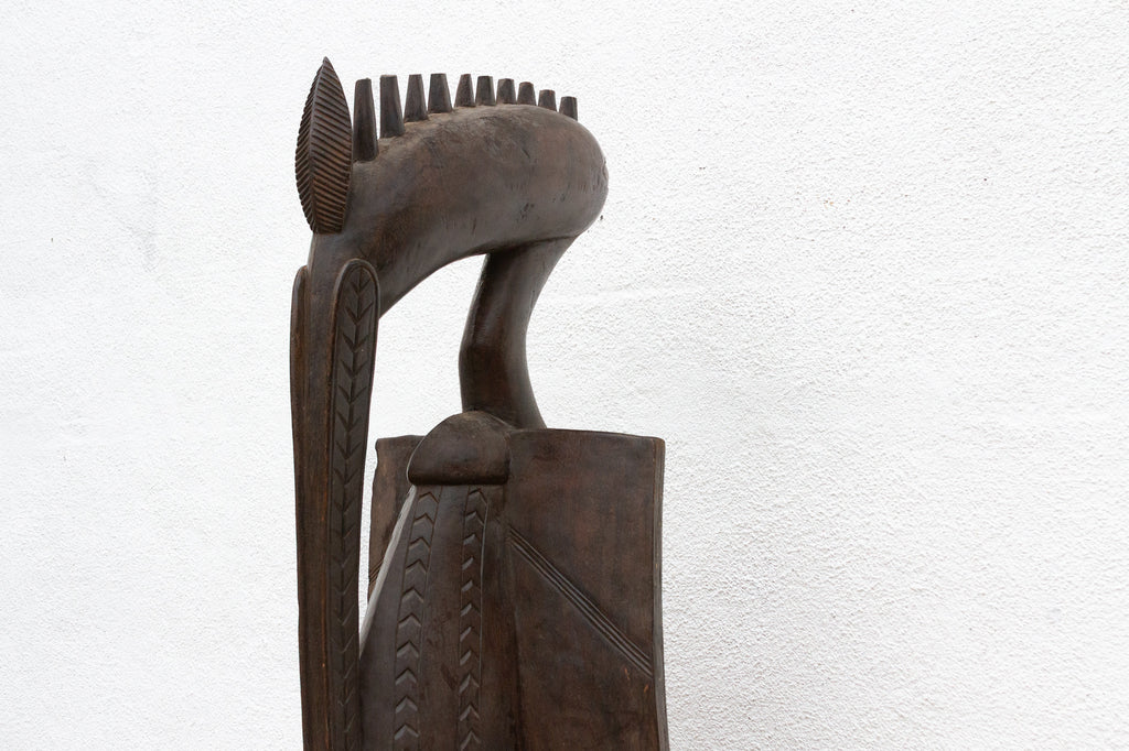 Tall Patinated Brown Carved African Senufo Sefien