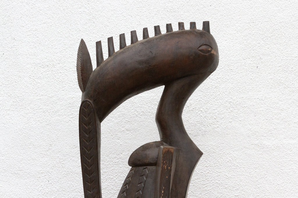 Tall Patinated Brown Carved African Senufo Sefien