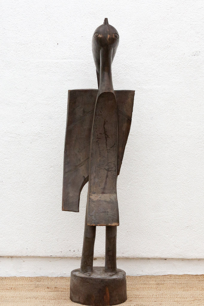Tall Patinated Brown Carved African Senufo Sefien
