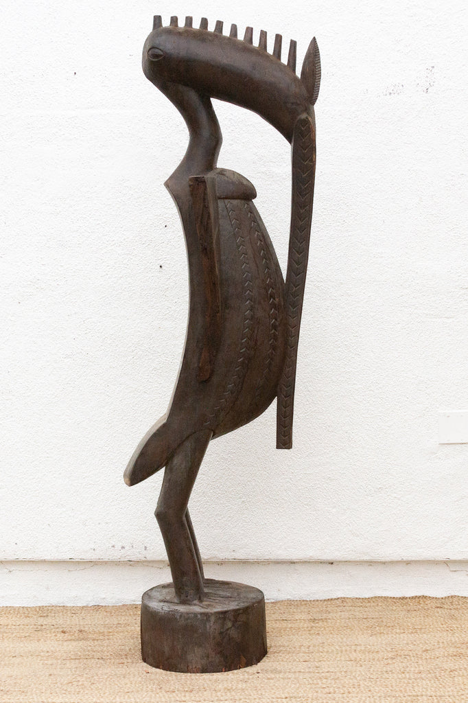Tall Patinated Brown Carved African Senufo Sefien