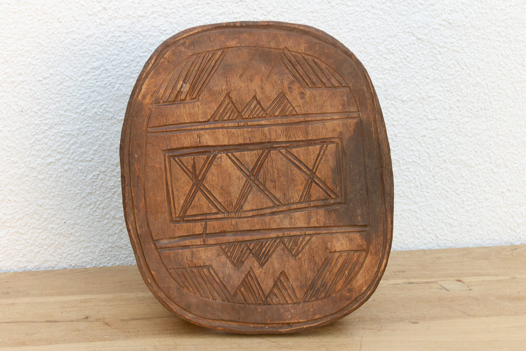 Vintage African Geometric Nupe Carved Stool