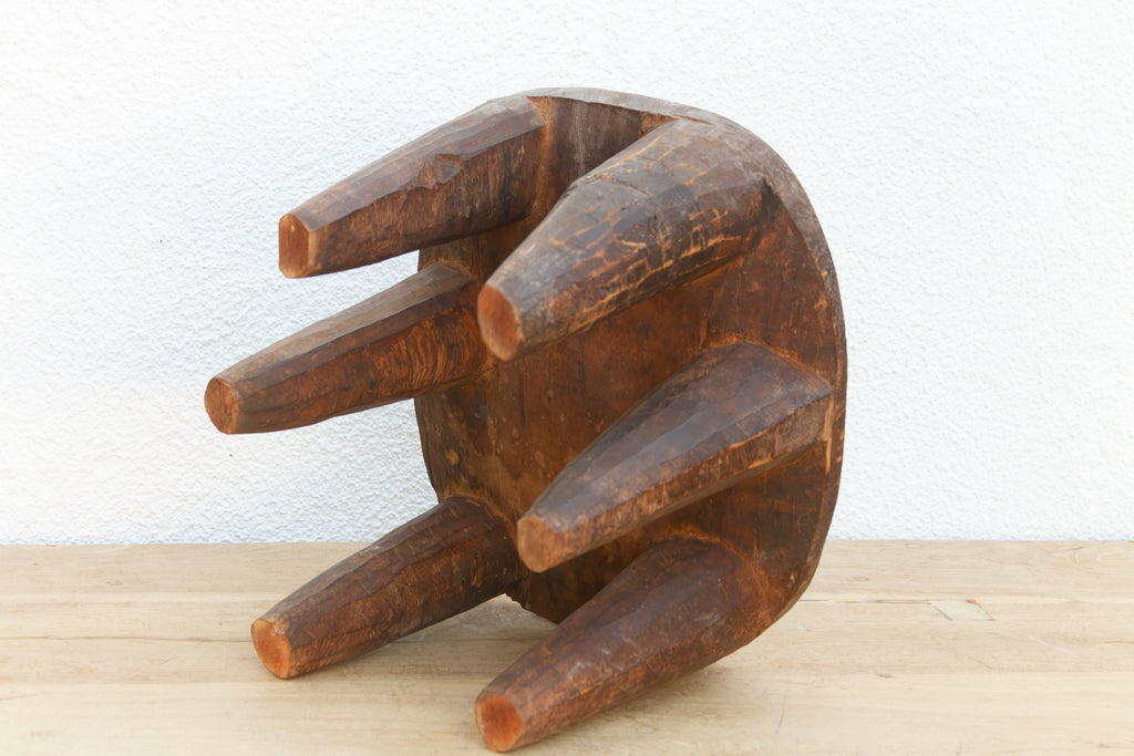 Vintage African Geometric Nupe Carved Stool