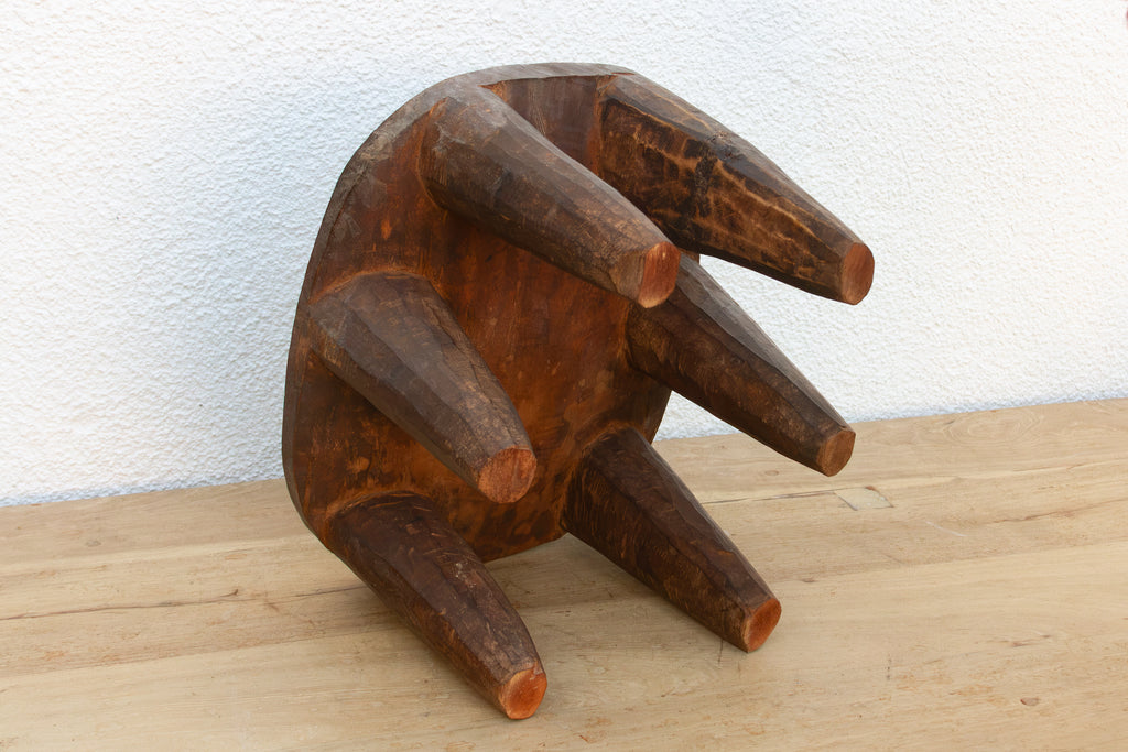 Vintage African Geometric Nupe Carved Stool