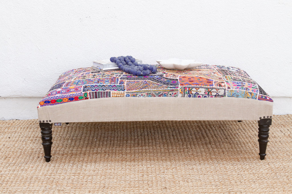 Tribal Modern Upholstered Ottoman Coffee Table