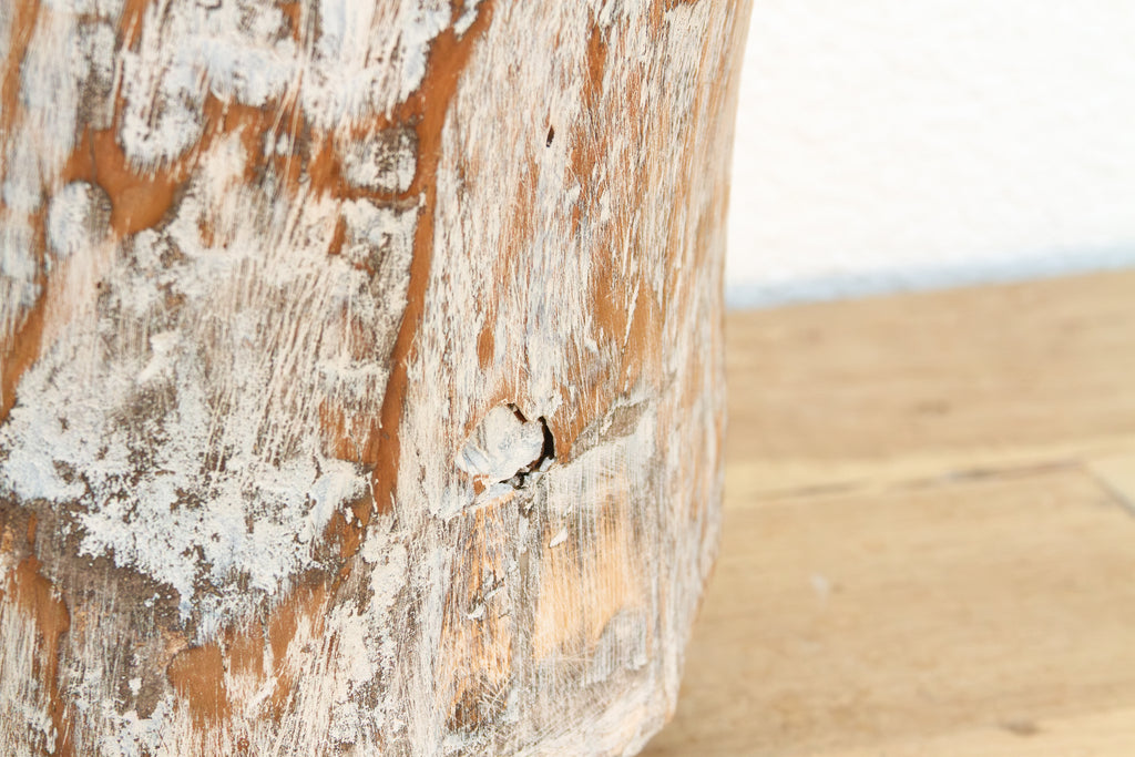 Vintage Hand-Hewn Whitewashed Mortar Planter (Trade)