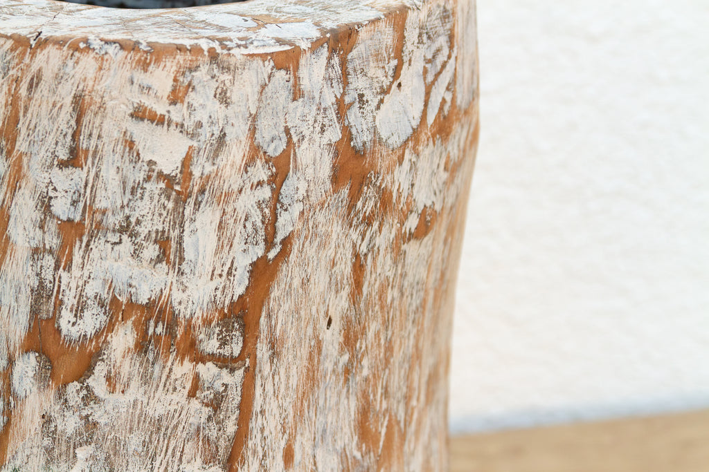 Vintage Hand-Hewn Whitewashed Mortar Planter (Trade)