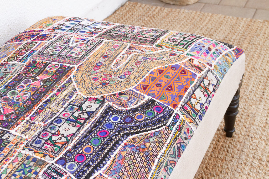 Tribal Modern Upholstered Ottoman Coffee Table