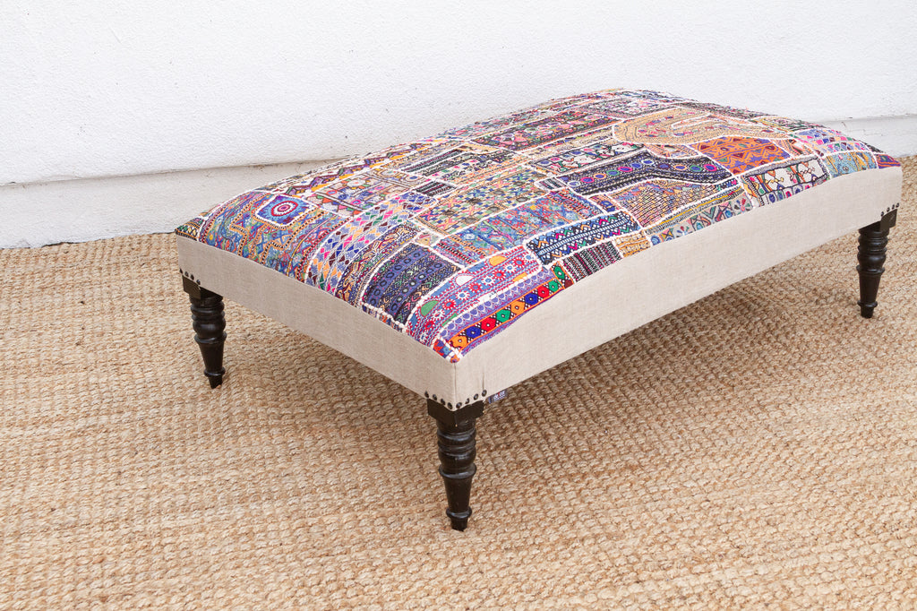 Tribal Modern Upholstered Ottoman Coffee Table