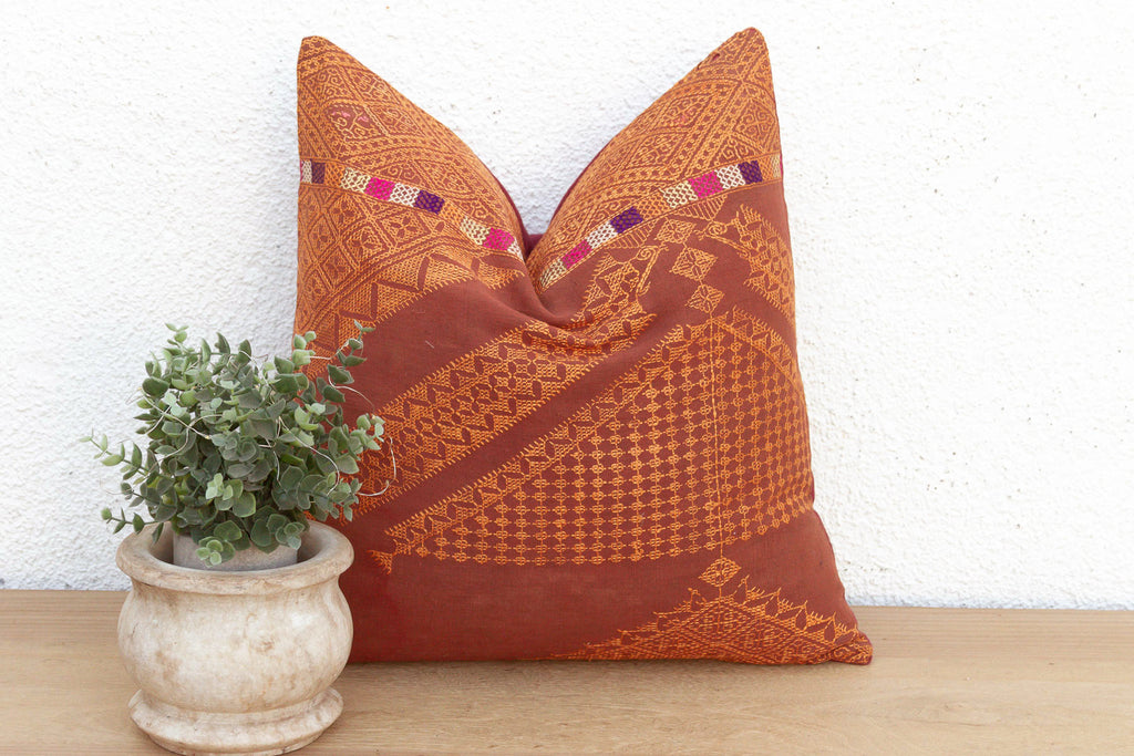 Ludhiana Chevron, Antique Phulkari Embroidered Pillow Cover (Trade)