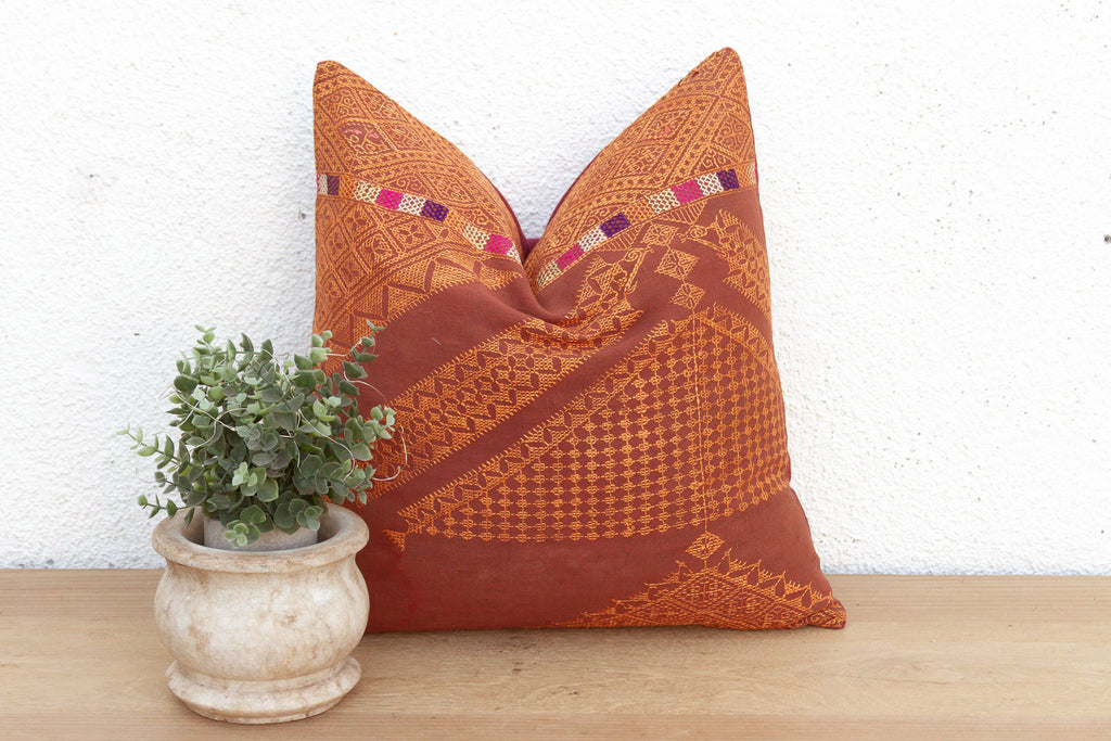 Ludhiana Chevron, Antique Phulkari Embroidered Pillow Cover (Trade)