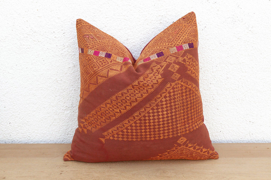 Ludhiana Chevron, Antique Phulkari Embroidered Pillow Cover (Trade)