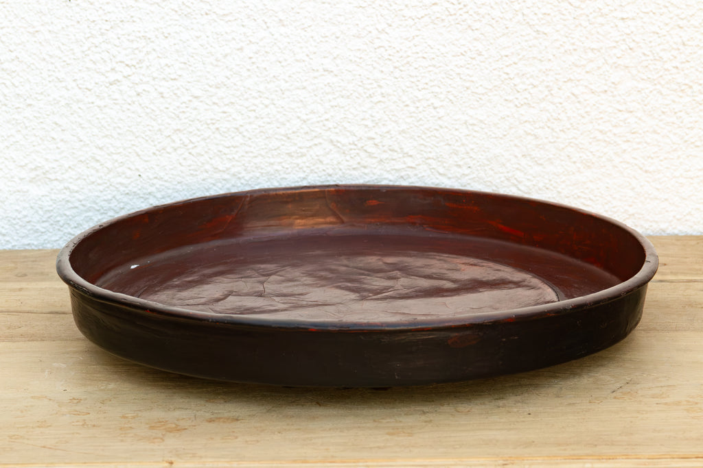 Antique Burmese Bamboo Lacquer Round Tray
