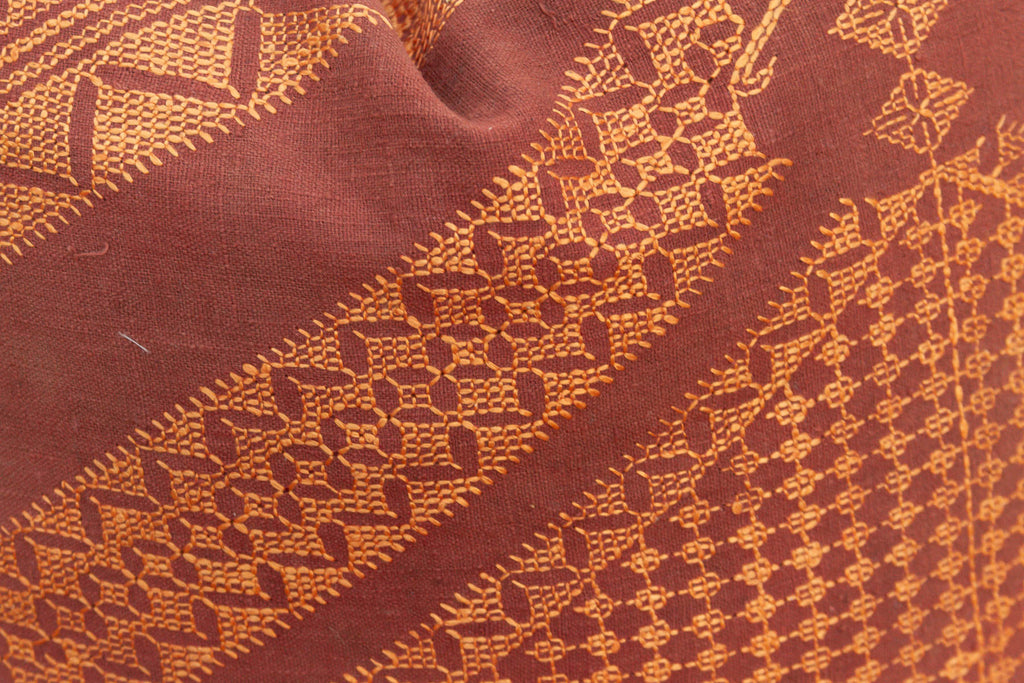 Ludhiana Chevron, Antique Phulkari Embroidered Pillow Cover (Trade)