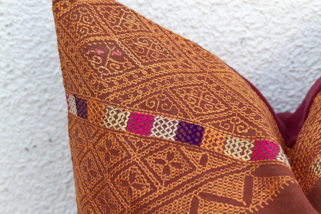 Ludhiana Chevron, Antique Phulkari Embroidered Pillow Cover (Trade)