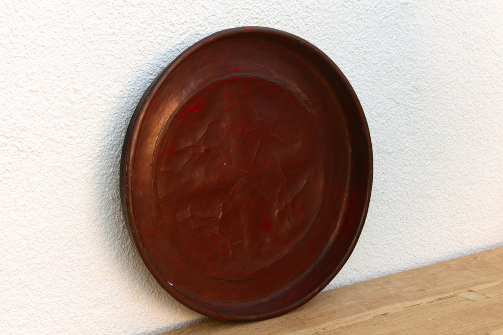 Antique Burmese Bamboo Lacquer Round Tray