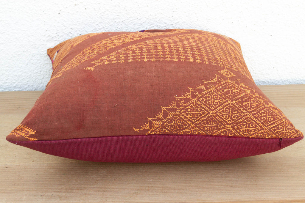 Ludhiana Chevron, Antique Phulkari Embroidered Pillow Cover (Trade)