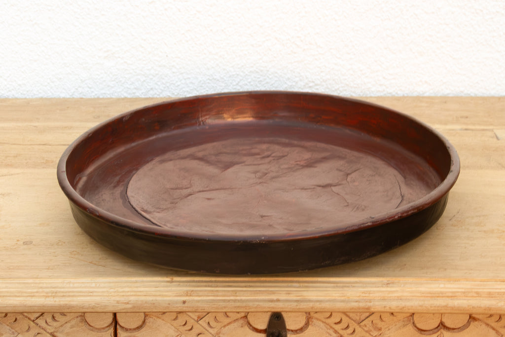 Antique Burmese Bamboo Lacquer Round Tray