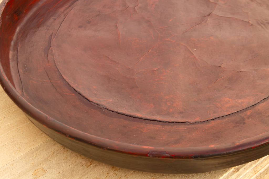 Antique Burmese Bamboo Lacquer Round Tray