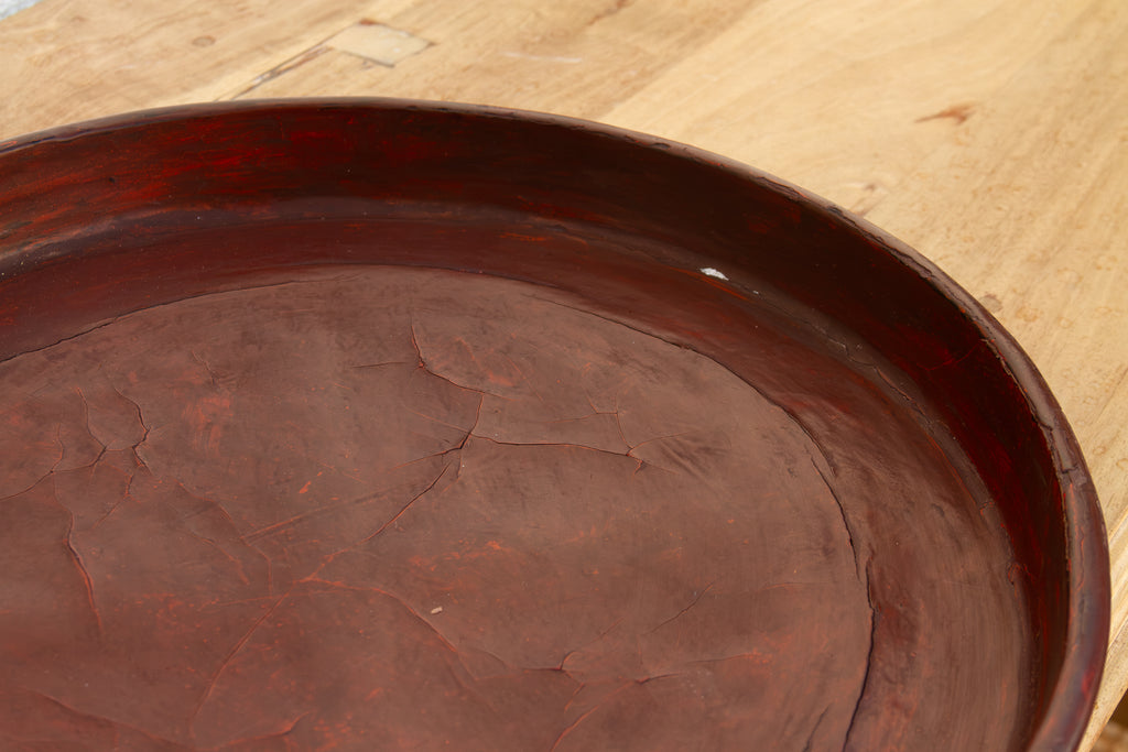 Antique Burmese Bamboo Lacquer Round Tray