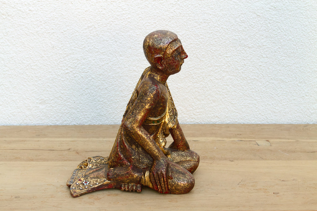 Vintage Burmese Seated Monk Figure