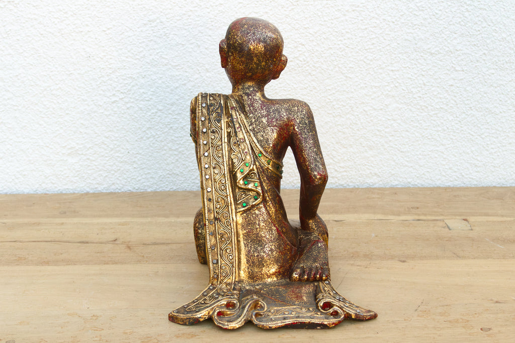 Vintage Burmese Seated Monk Figure