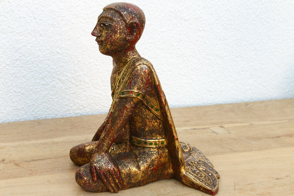 Vintage Burmese Seated Monk Figure