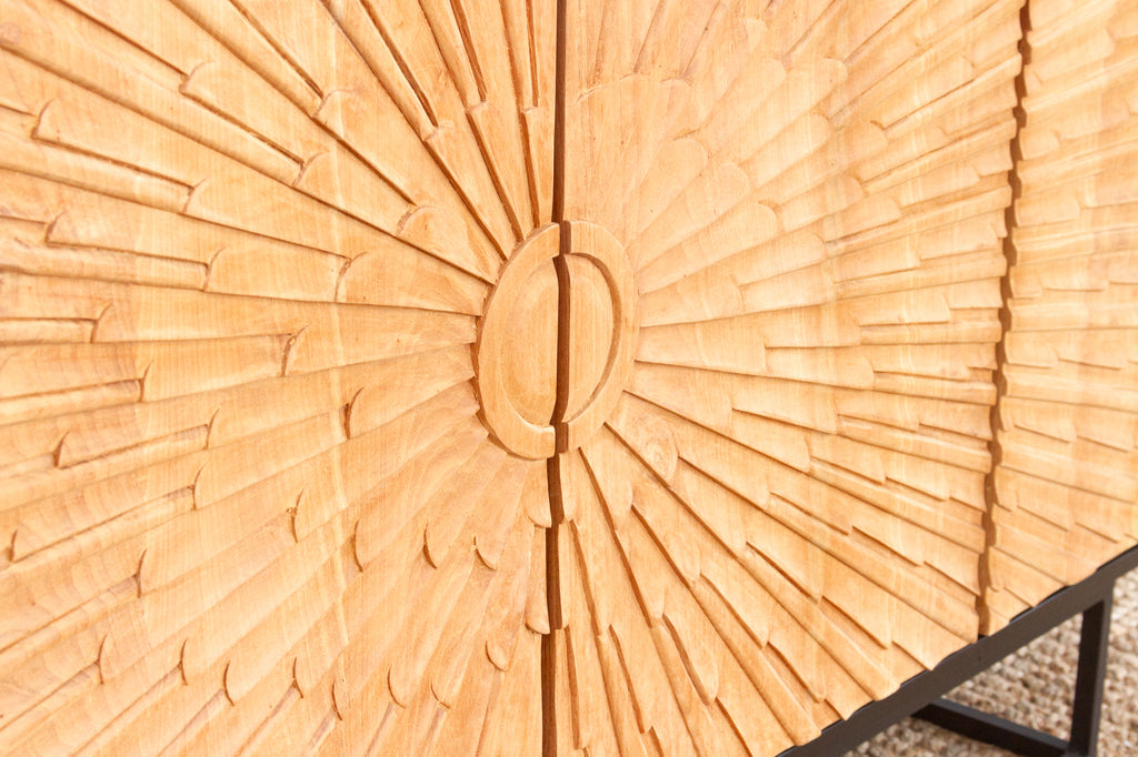 The Sunburst Sideboard Carved Teak Media Console