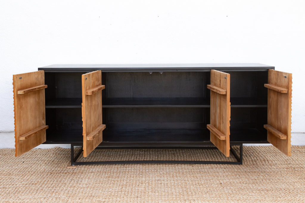 The Sunburst Sideboard Carved Teak Media Console