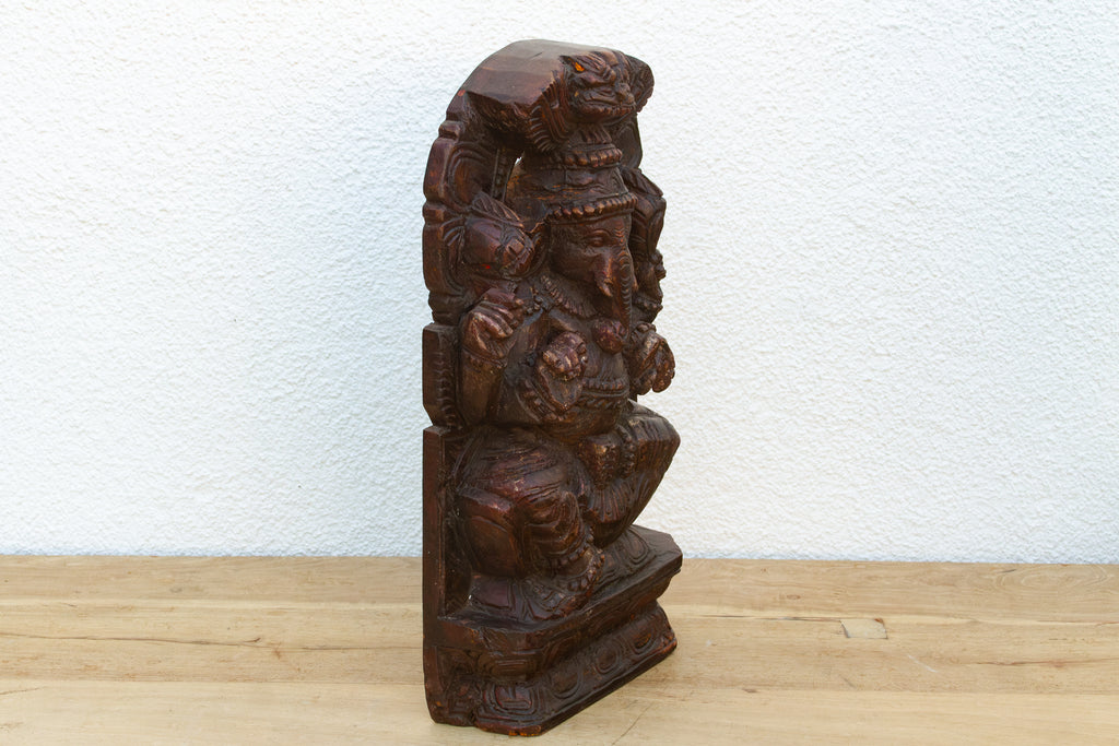 Mid-Century Hancarved Wood Ganesha Wall Panel (Trade)