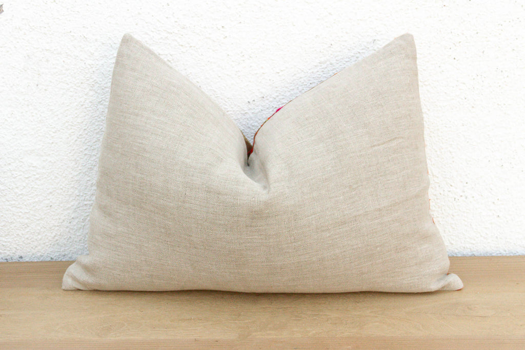 Malwa Medallion, Antique Phulkari Lumbar Pillow Cover