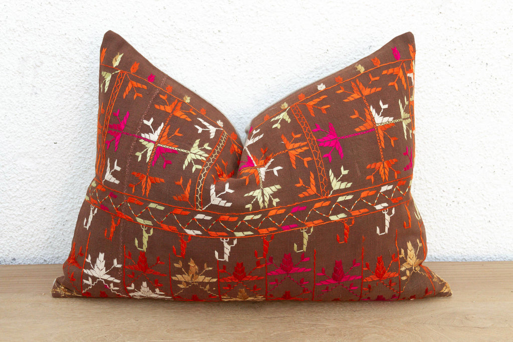 Horshiapur Bloom, Antique Phulkari Lumbar Pillow Cover